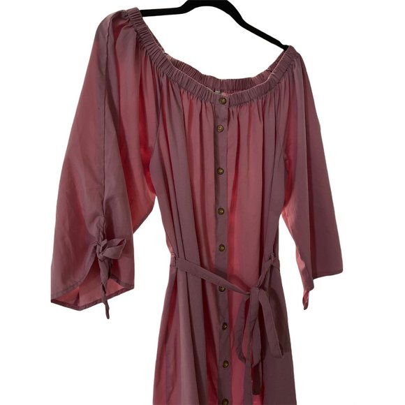 Speed Control New York  3X Blush Off Shoulder Tie Waist Dress - Picture 3 of 6